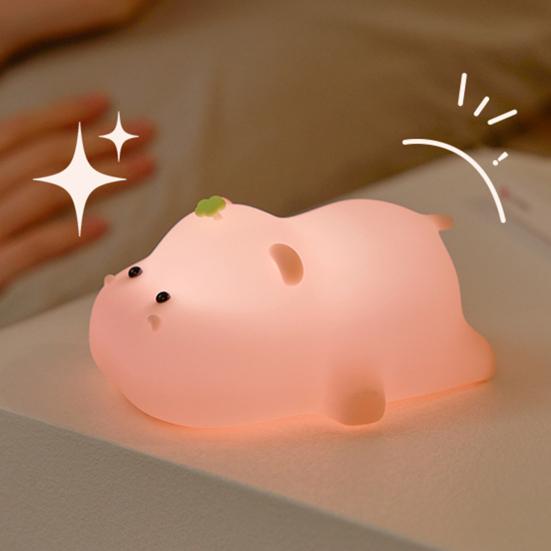 Ночник Мультяшный Хайлендская корова Лошадь Гиппопотам Дизайн Силиконовый Животный Светильник Детский Диммируемый Сенсорное управление Мягкое свечение Ночник