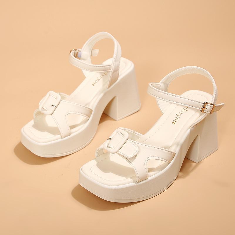 Универсальные сандалии 2025 лето новые на толстой подошве на толстом каблуке с пряжкой корейская версия с ремешком с пряжкой сандалии женские женские