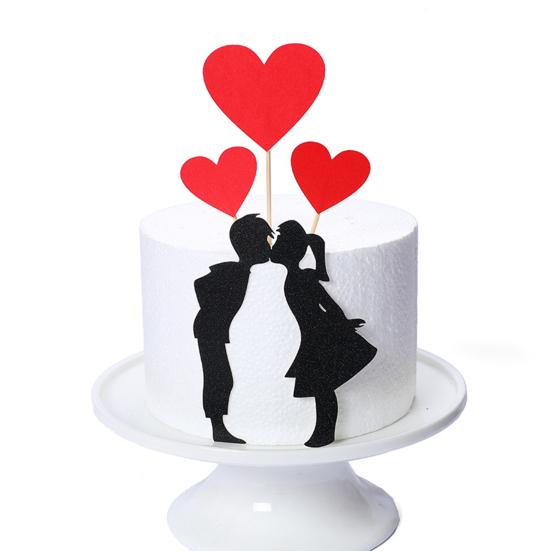 3 Set Cake Topper Love Heart DIY Exquisite Workmanship Sweet Lovers Cupcake Topper