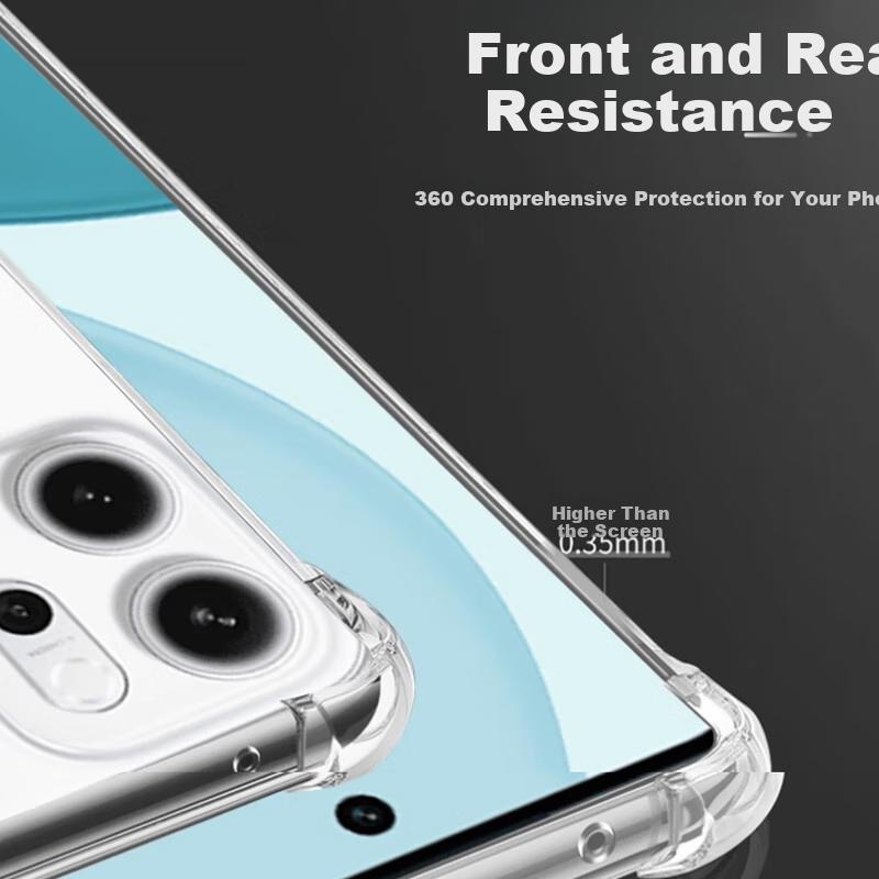 Shockproof Phone Case for OPPO Reno 14, Full Protection Anti-Drop Airbag Transparent Soft TPU Cover - Transparent White