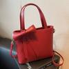 Large Capacity Red PU Leather Women's Bags a Simple and Versatile Shoulder Bag Shopping Tote Bow New