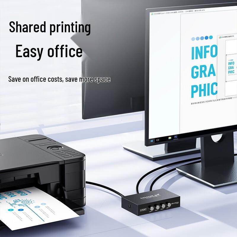 SANZETEC BL-202W 2-Port USB Manual Printer Sharing Switch