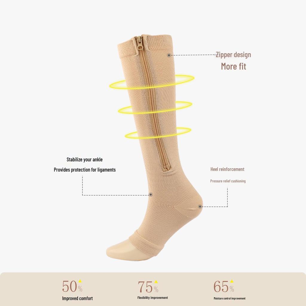 Zippered Compression Sports Socks for Varicose Veins