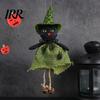Decorative Witch Statue Halloween Hanging Decoration, Spooky Pumpkin/Ghost/Witch/Black Cat Doll Ornament with Festive Burlap Skirt for Haunted House,