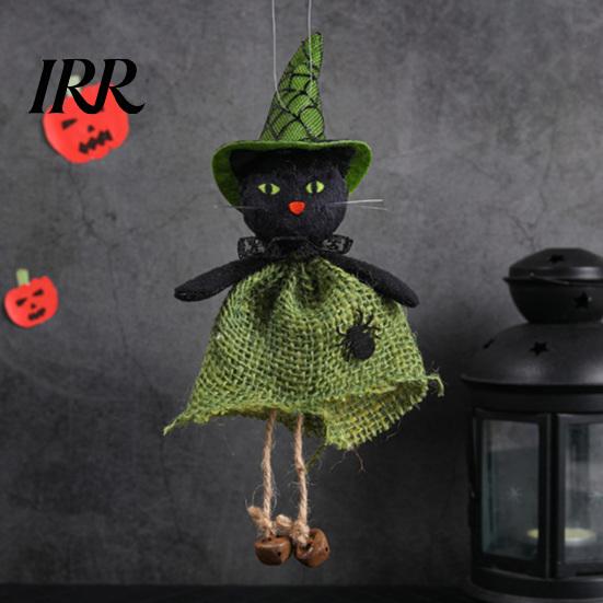 Decorative Witch Statue Halloween Hanging Decoration, Spooky Pumpkin/Ghost/Witch/Black Cat Doll Ornament with Festive Burlap Skirt for Haunted House,