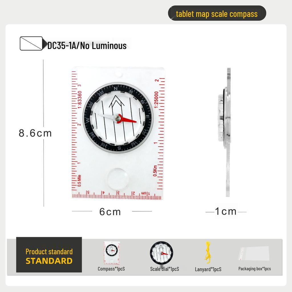 Outdoor Compass with Magnifying Glass and Ruler Scale for Students and Orienteering