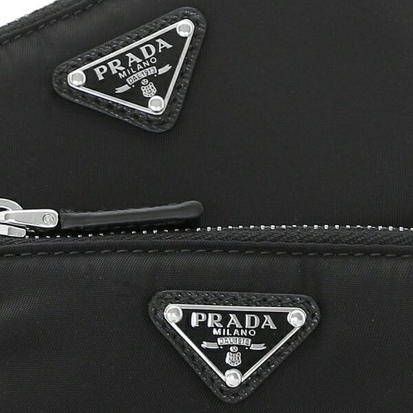 Prada Pouch with Triangle and 2TT091 2DMI F0002 Re-Nylon Logo, Black, Men's Women's, [Used]