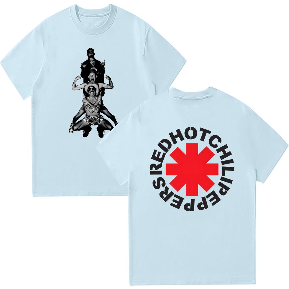Хлопковые ретро футболки группы Red Hot Chili Peppers Мужская летняя повседневная дышащая одежда Унисекс футболка с коротким рукавом Комфортная футболка Y2K