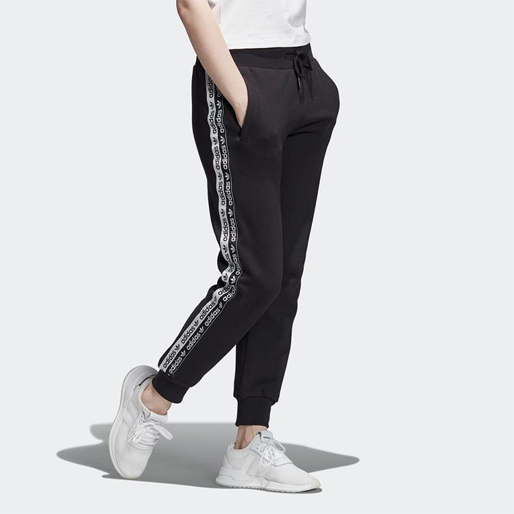 adidas Оригинальные брюки-джоггеры Originals RYV с принтом логотипа сбоку, на шнурке, с манжетами, винтажные, женские, черные FN2789