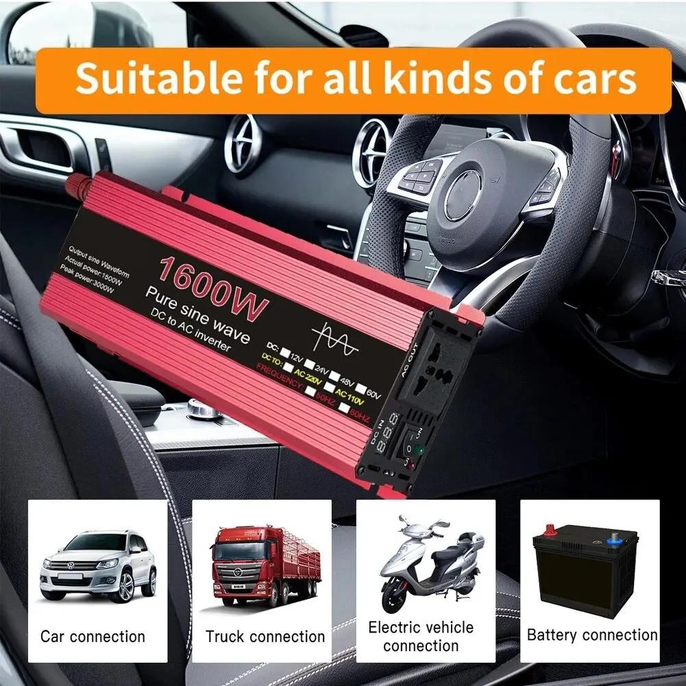 Pure Sine Wave Inverter DC 12V To AC 110V/220V 1000W 1600W 2000W 2200W Portable Power Bank Converter Solar Inverter