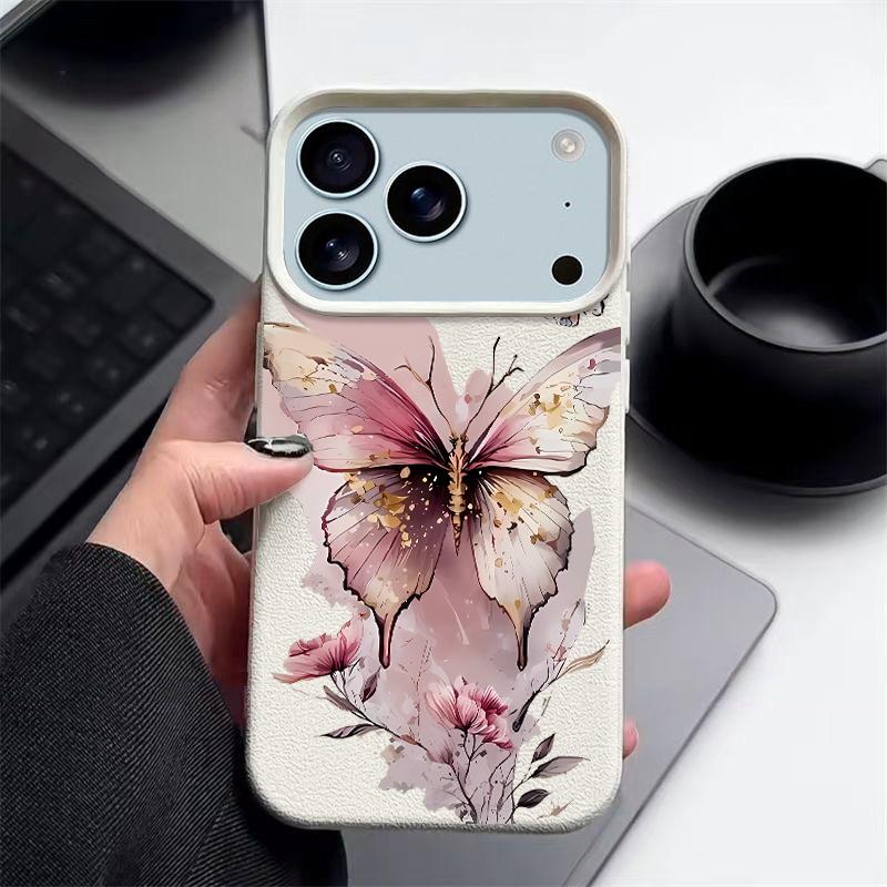 Креативный чехол для телефона с принтом бабочки для iPhone 17 Pro 17 16 15 14 13 12 Pro Max 11 Air 16e Текстура кожи ТПУ Противоударный чехол