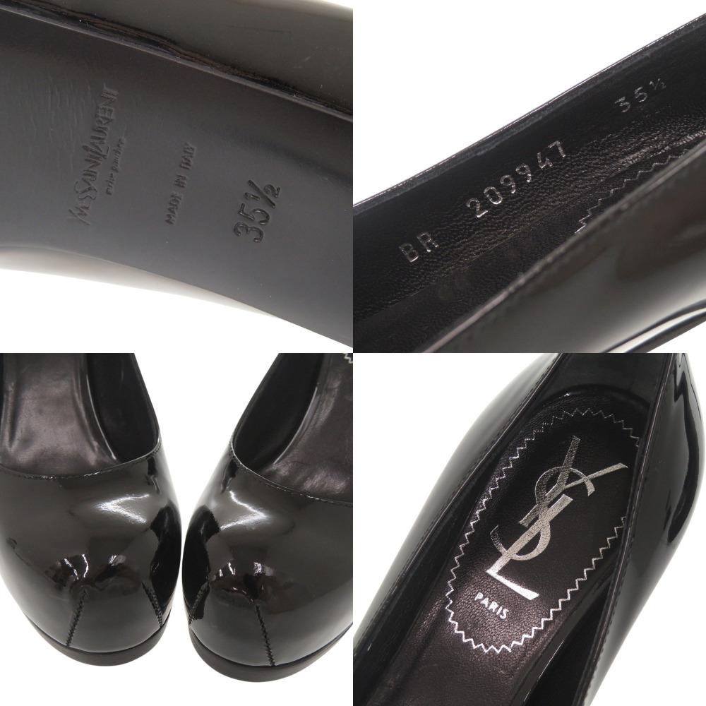 Б/У ОРИГИНАЛЬНЫЕ YVES SAINT LAURENT Туфли на высоком каблуке Черная лакированная кожа