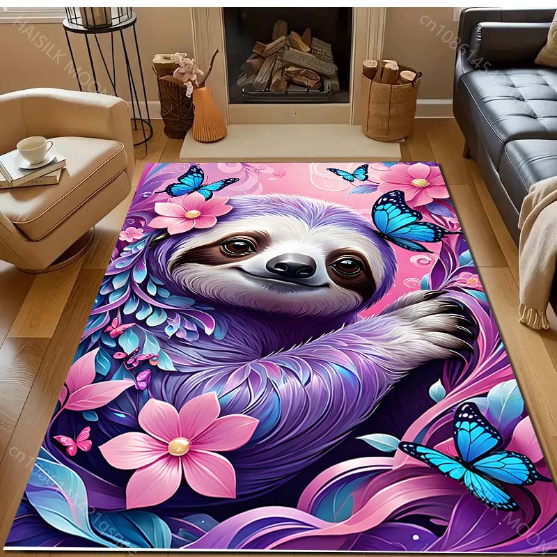 Fantasy Pink World Sloth Printed Carpet for Bedroom Living Room Bedside Sofa Floor Mat Modern Home Decor Area Rug