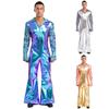 Men Bell Bottom Pants Jumpsuit Rompers Vintage 80s Disco Hippie Costume for Rock Jazz Dancewear Musical Theme Party Dress-up