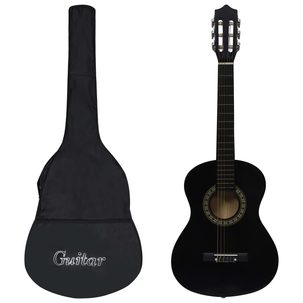 Classical Guitar for Beginners and Children with Carry Bag Black 1 2 Size (34 )