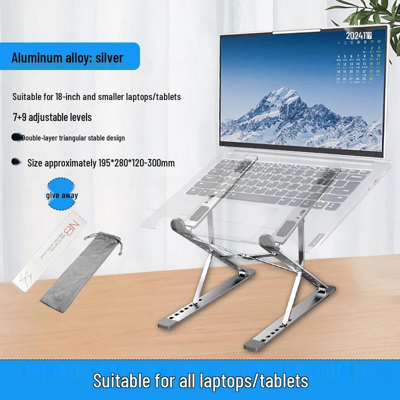 Подставка для ноутбука из алюминиевого сплава N8: Регулируемая, Складная, Двухъярусная Подставка с Теплоотводом.