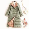 Autumn Winter Lightweight Oversized Collar Down Jacket for Women Mid-Length Over-the-Knee Reversible Outerwear