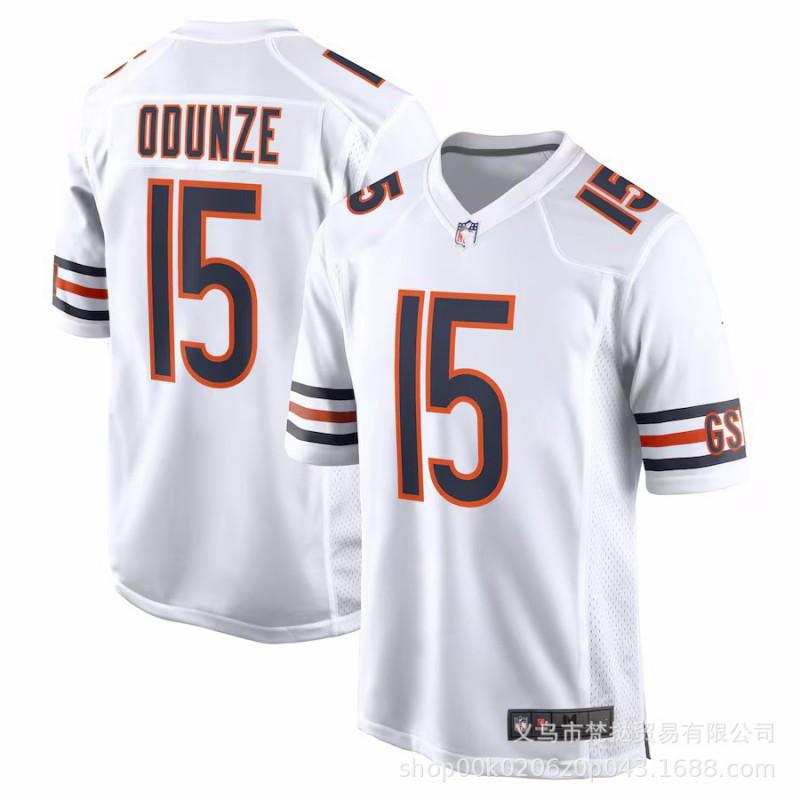 Chicago Bears NFL Football Jersey 18 Williams 15 Odunze 2 Short Sleeve Cotton V-Neck Sportswear Men Women
