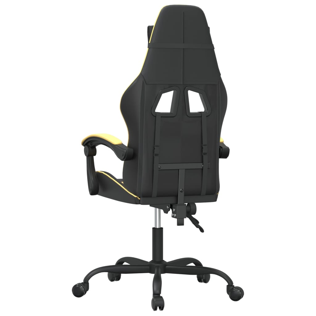 Gaming Chair Swivel Black and Gold Faux Leather