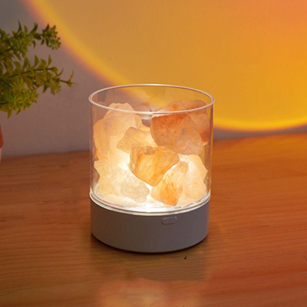 Natural Crystal Salt Lamp 7 Color Lights Table Lava Lamp Decorative Fixture LED Table Light  Desk