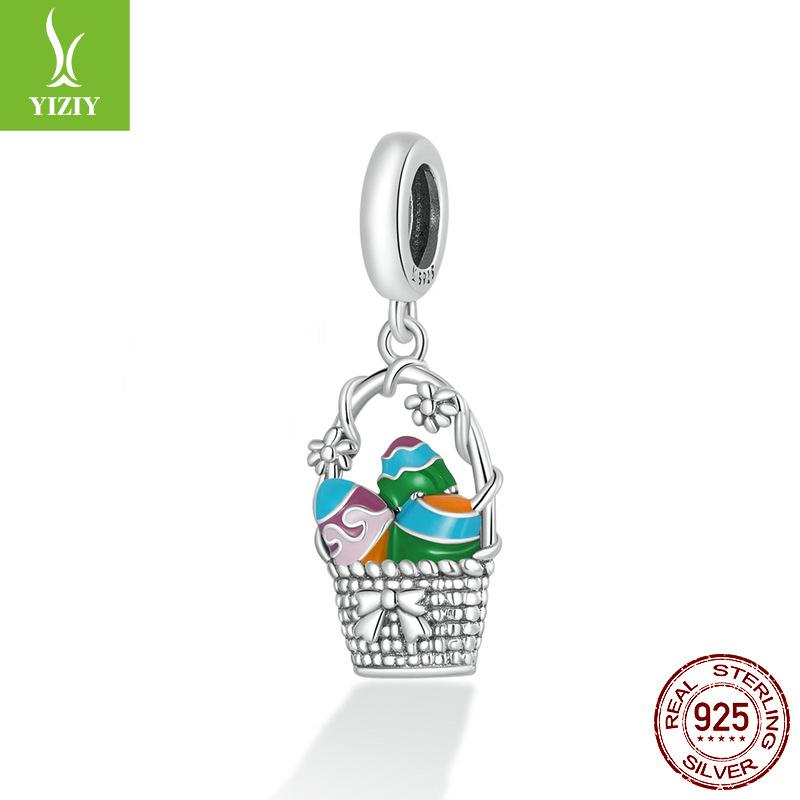 Пасхальный кролик, серия яиц, сделай сам, браслет из бусин, детский, забавный, аксессуары из серебряных бусин 925 пробы