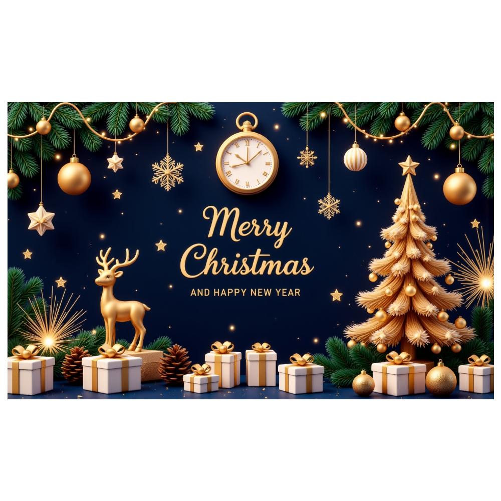 New Year Banner Gift Box Decor Holiday Event Banner Christmas Party Banner Christmas Tree Design For New Year Eve Christmas Eve