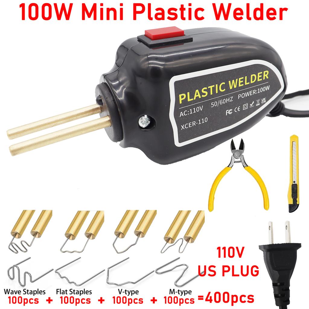 100 Вт Машина для сварки пластика Сварочный аппарат для пластика с 400 шт./1200 шт. скоб Горячий степлер Сварочный пистолет для ПВХ Инструменты для ремонта автомобильных бамперов