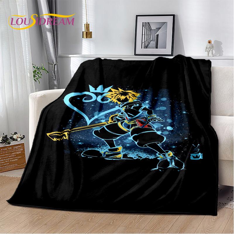 Cartoon Kingdom Hearts Games 3D Soft Flannel Blanket for Beds Bedroom Sofa Picnic,Throw Blanket for Cover Outdoors Leisure Gift