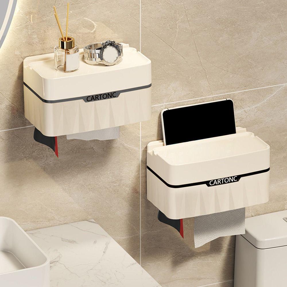 Plastic Tissue Box Self Adhesive Large Capacity Napkin Container Wall Mounted Waterproof Wipes Paper Storage Box Living Room