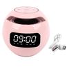 Bluetooth Clock Speaker Round Small Support Memory Card Wireless Alarm Clock Speaker with Radio