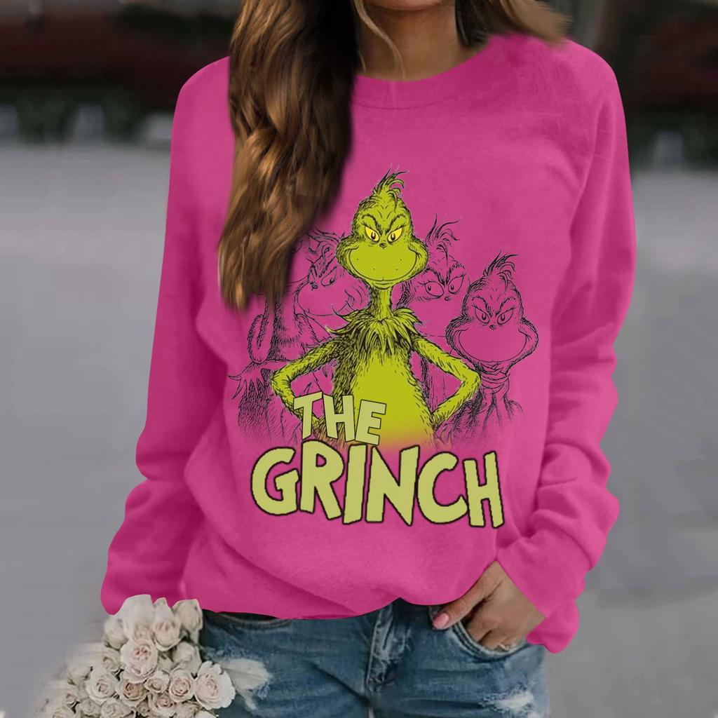 Женский повседневный модный рождественский принт с длинным рукавом, пуловер с Санта-Клаусом, повседневная толстовка