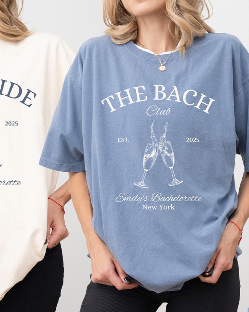 Футболки для девичника The Bach Club Футболка для девичника Социальный клуб Bach Club 1717 Удобные футболки Хлопок Топ Y2K Повседневная модная уличная одежда