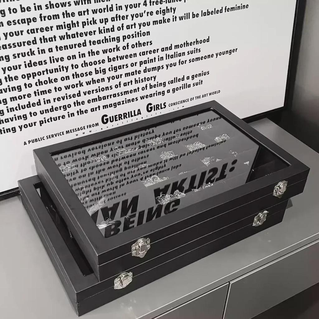 Черная бархатная шкатулка для украшений с решеткой и крышкой — высококачественное пыленепроницаемое хранилище для ожерелий, колец и сережек