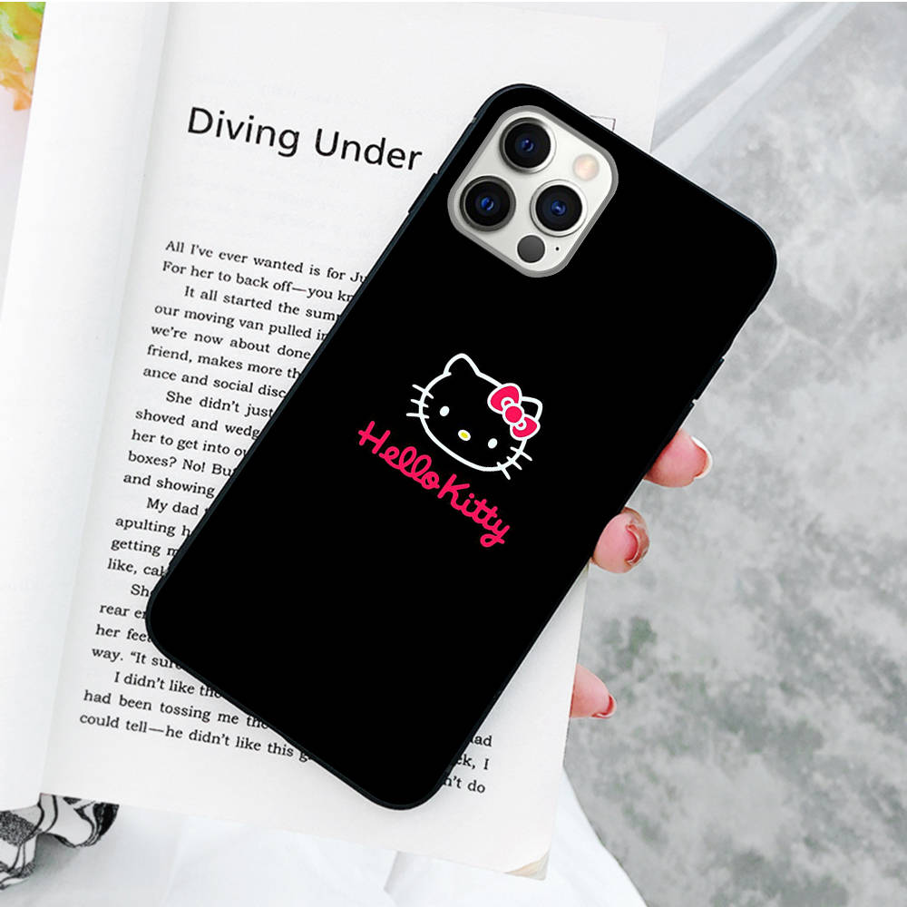 Черный чехол JZ23 Hello Kitty для OPPO Reno 8 6 5 4 Pro Plus Find X3 A17 A3 A31 A38 A40 A53 A54 A55 A74 A76 A78 A77 A80 A94 A95 A96 Lite