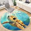 1PC Sea Turtle Aquatic Office Round Area Rug, Mat Suitable For Office, Under Office Chairs Bedroom Living Room Home Decor, Room Deco