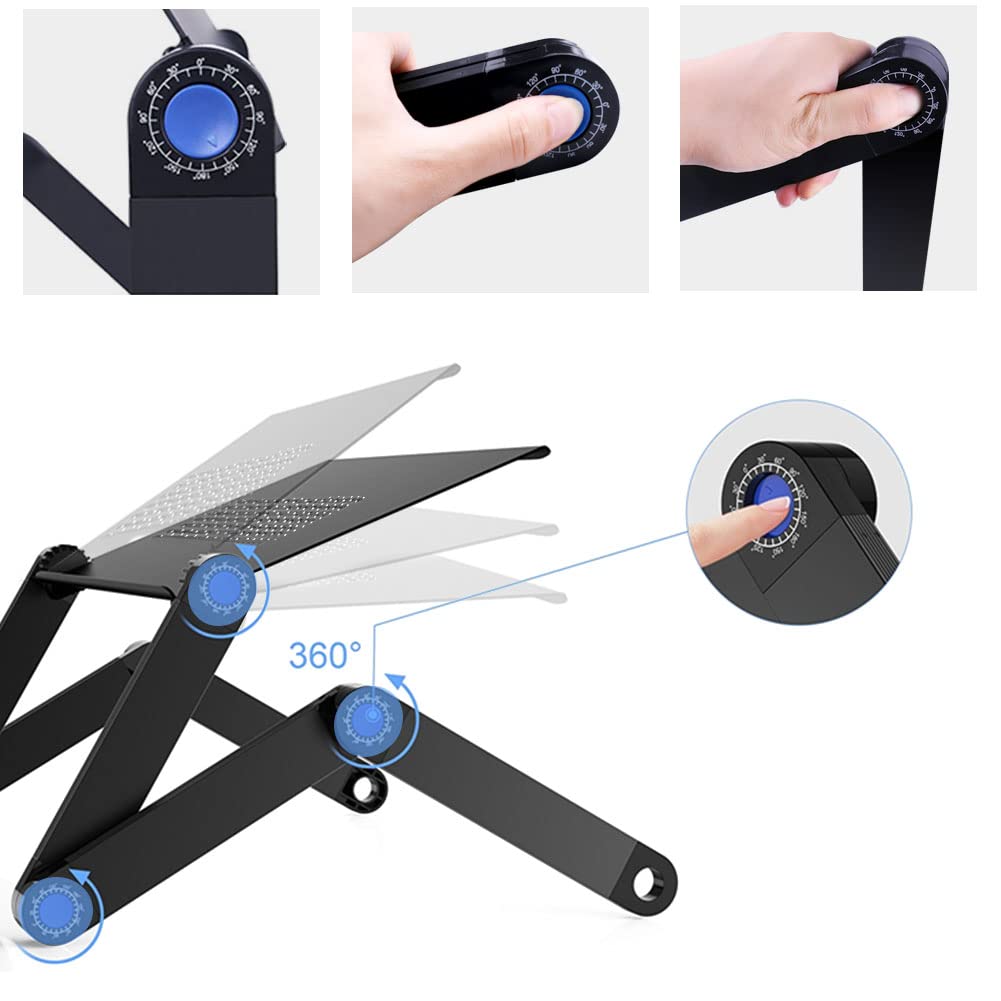 Подставка для ноутбука, Подставка для ПК, Компьютерный стол, Регулируемая по высоте, Регулируемая по положению, Складная, Алюминиевая подставка для компьютера (черный)