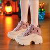Hollow Summer Sandals Wedge Heels Leather Sneakers Women High Platform Beach Gothic Punk Casual Breathable Walking Slippers