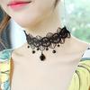 Fashion Sexy Black Lace Flower Waterdrop Rhinestones Pendant for Women Girl Popular Torques Short Necklaces Accessories Gifts