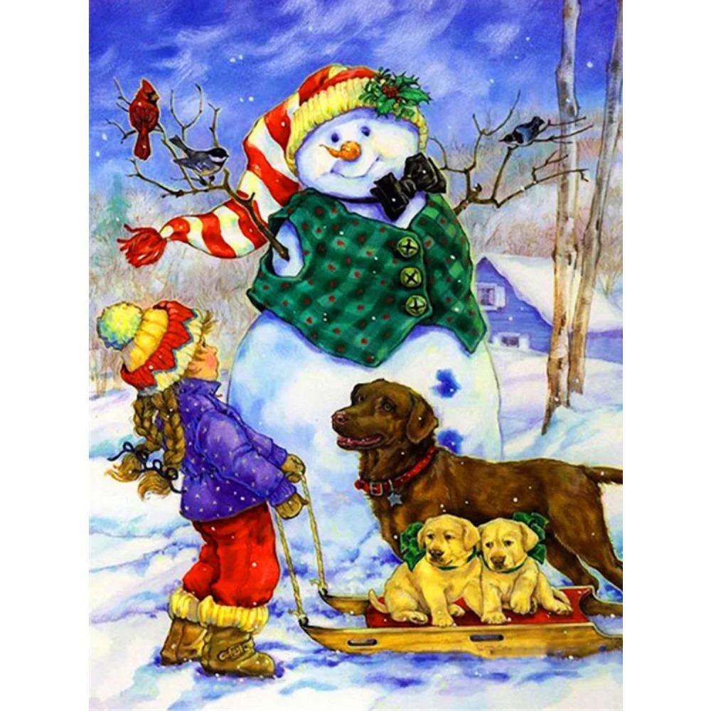 Алмазная живопись Art Full Drill Снеговик Алмазная картина Ручная работа Снежный день Diy Алмазная мозаика Картина Украшение дома Рождественский подарок