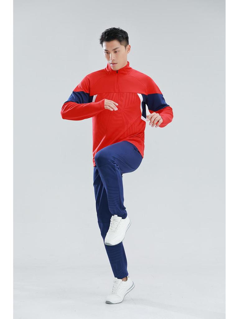 Autumn Winter College Student Football Training Set: Half-Zip Long-Sleeve Jersey & Children's Competition Team Uniform
