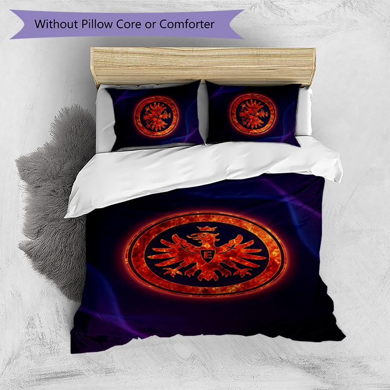 Eintracht Frankfurt Football Printed 3 Pieces Bedding Set, Comfortable Skin Friendly Bedroom Duvet Cover Set