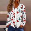 Women's Fashion Christmas Print Casual Zip-Up Long-Sleeved Hooded Jacket