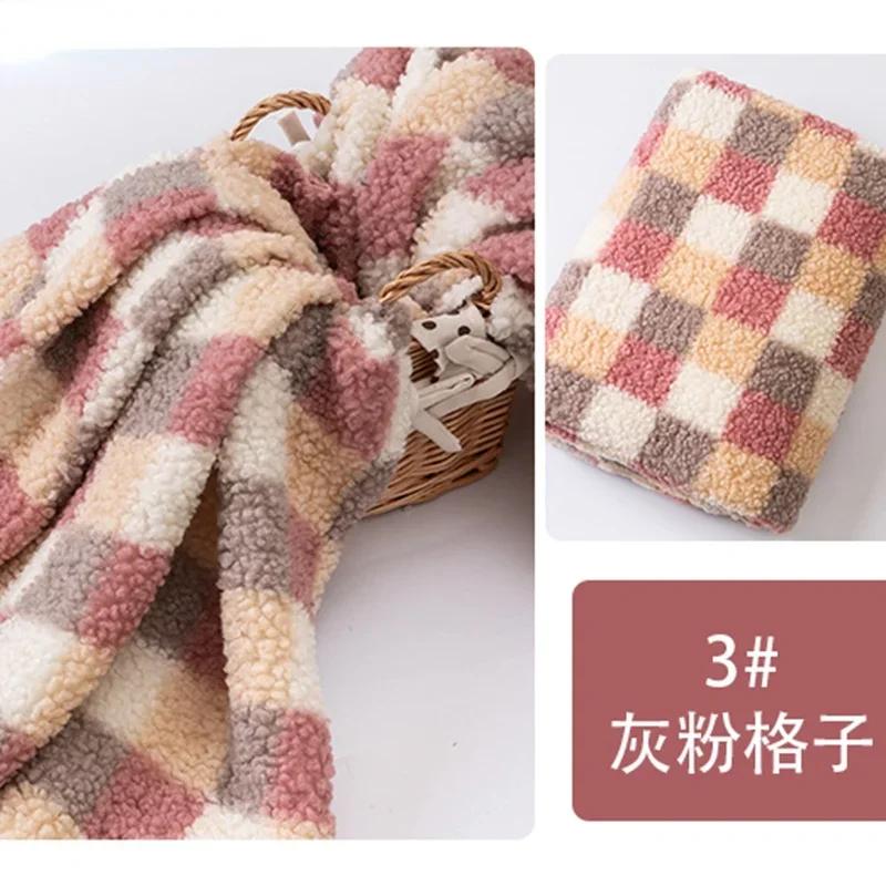 Большая Клетка Плюш из Овечьей Шерсти Имитация Кашемира Ткань для Одеял Кукол Зимних Теплых Пальто Рукоделие DIY Швейная Ткань
