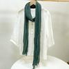 Solid Color Cotton Crinkled Scarf for Women Retro Neck Warmer Decorative Narrow Long Striped Scarf Wrap Shawl for Autumn 220cm