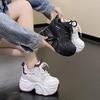 Модные 11 см скрытые каблуки массивные кроссовки женские дышащие туфли на шнуровке высокие платформы женские 2024 осенние нескользящие кроссовки с толстой подошвой