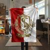 1PC Crest Legacy Custom Name Patterned Flannel Blanket Suitable For All Seasons For Home Decor Warmth And Comfort Gifts Holiday Present