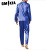 GMXIA Роскошный домашний костюм мужской с длинным рукавом и длинными брюками, атласный пижамный комплект из двух предметов