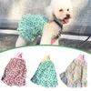 Pet Dress Sling Floral Printing Pleated Hemming Summer Dog Two-legged Clothes