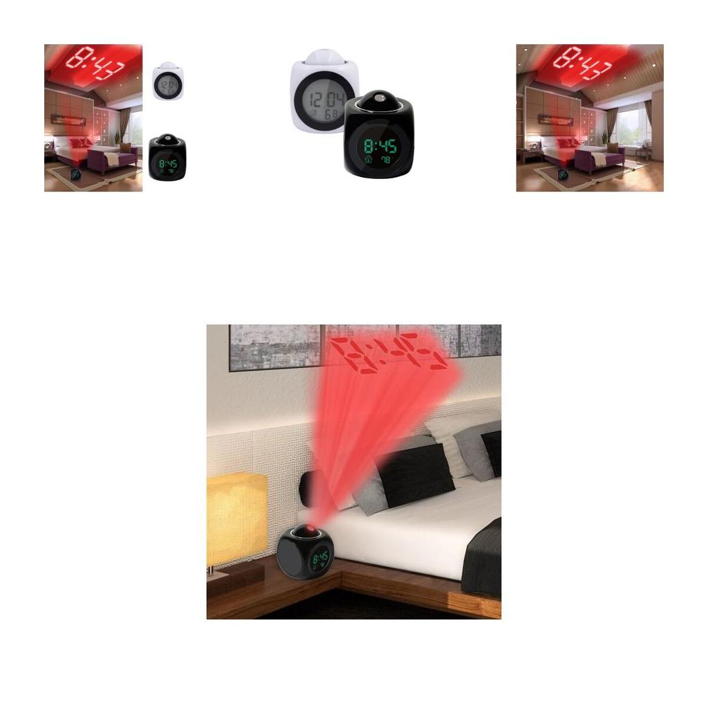 Классический цифровой будильник многофункциональный с голосовым оповещением и яркой светодиодной проекцией, отображением температуры
