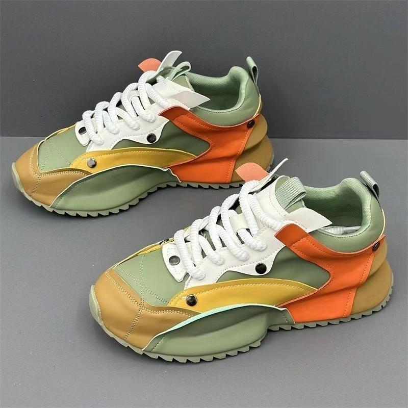 Модные массивные кроссовки для мужчин, дизайнерские туфли с закрытым дном, модные повседневные туфли из натуральной воловьей кожи с увеличенной внутренней платформой